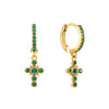 Isabella Green Gold Cross Huggie Earrings
