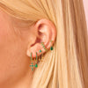Isabella Gold Green Cross Huggie Earrings