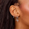 Isabella Silver Crystal Cross Huggie Earrings