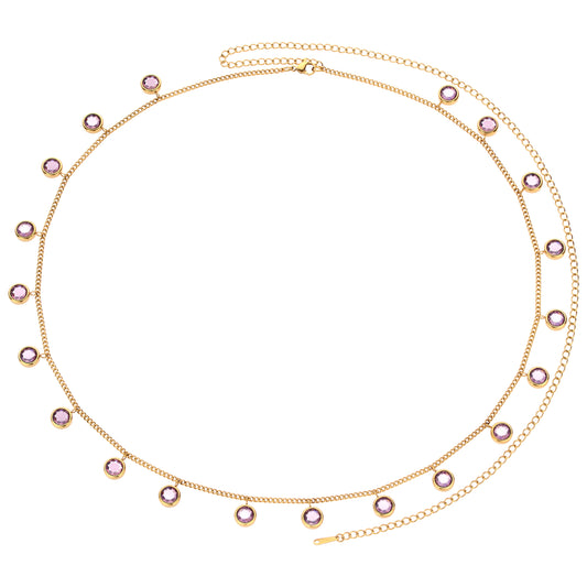 Ivy Belly Chain Pink & Gold