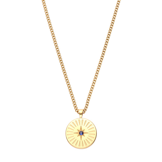 Izzy Star Pendant Necklace Blue & Gold