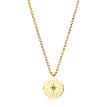 Izzy Star Pendant Necklace Green & Gold