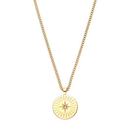 Izzy Star Pendant Necklace Pink & Gold