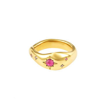 Julie Pink Gold Cosmic Chunky Star Ring Size P