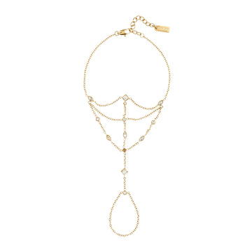 Kareena Crystal Gold Hand Chain