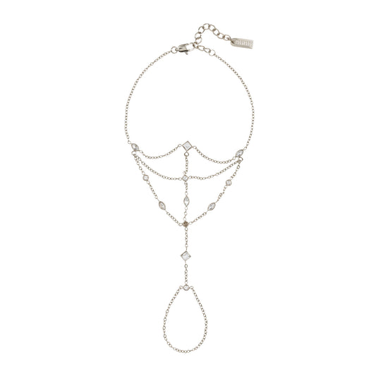 Kareena Crystal Silver Hand Chain