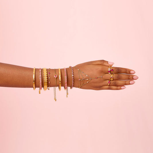 Kareena Gold Pink Hand Chain