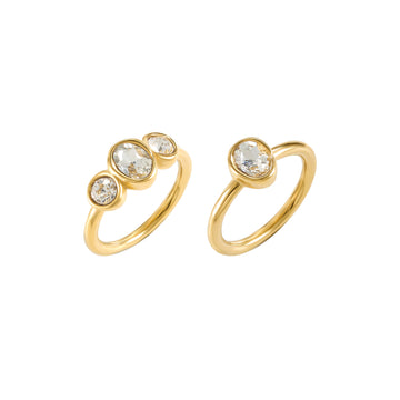 Kate Crystal Gold Double Stack Ring Size N