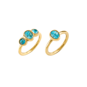 Kate Turquoise Gold Double Stack Ring Size L