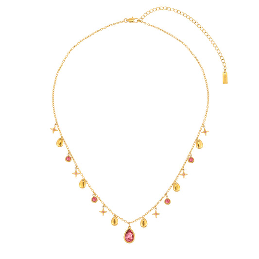 Kezia Gold Pink Star Stacking Necklace