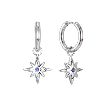 Kiki Silver Blue Star Hoop Earrings