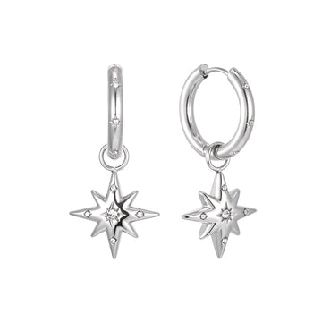 Kiki Silver Crystal Star Hoop Earrings