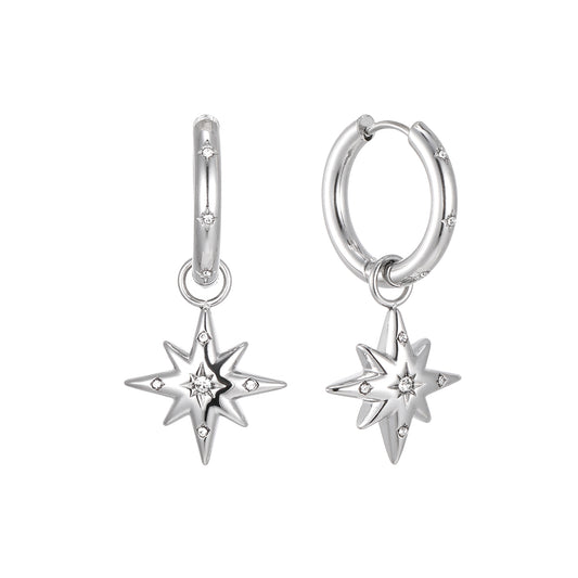 Kiki Silver Crystal Star Hoop Earrings
