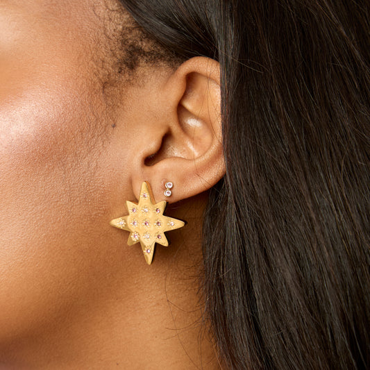 Kiki Gold Multi-Pink Star Stud Earrings