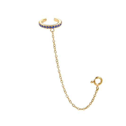 Kitty Blue Gold Dainty Cuff & Ear Chain