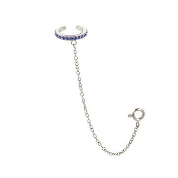 Kitty Blue Silver Dainty Cuff & Ear Chain
