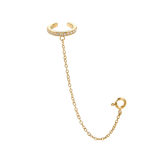 Kitty Crystal Gold Dainty Cuff & Ear Chain