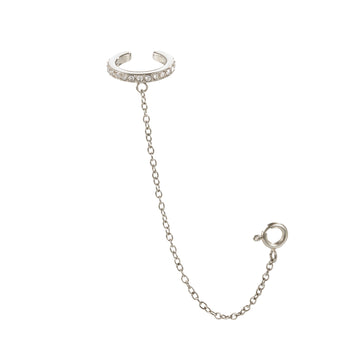 Kitty Crystal Silver Dainty Cuff & Ear Chain