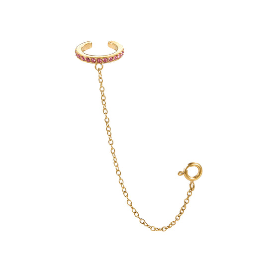 Kitty Pink Gold Dainty Cuff & Ear Chain