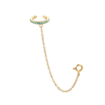 Kitty Turquoise Gold Dainty Cuff & Ear Chain