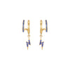 Kyla Gold Blue Lightning Double Huggie Earrings
