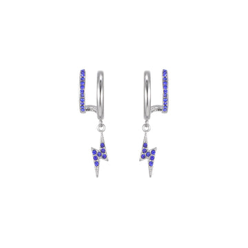 Kyla Silver Blue Lightning Double Huggie Earrings