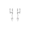 Kyla Silver Crystal Lightning Double Huggie Earrings