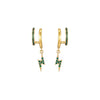 Kyla Gold Green Lightning Double Huggie Earrings