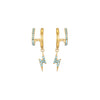 Kyla Gold Turquoise Lightning Double Huggie Earrings