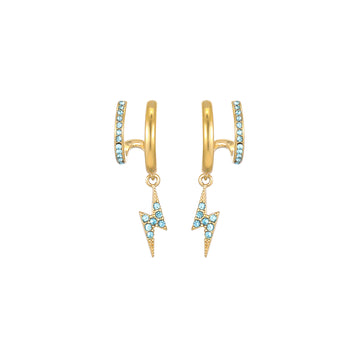 Kyla Gold Turquoise Lightning Double Huggie Earrings