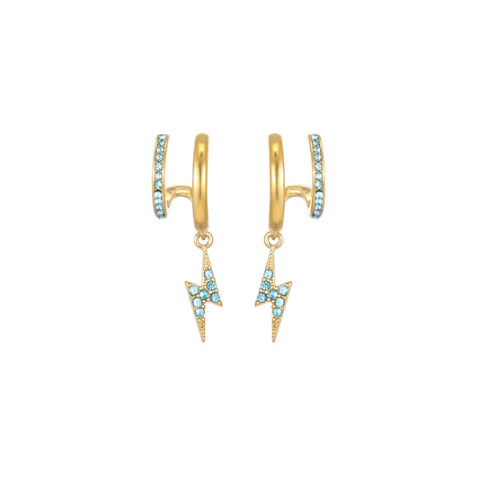 Kyla Gold Turquoise Lightning Double Huggie Earrings