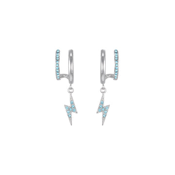 Kyla Silver Turquoise Lightning Double Huggie Earrings