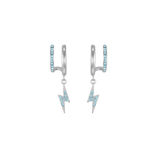 Kyla Silver Turquoise Lightning Double Huggie Earrings