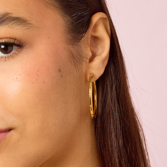 Hebe Gold Green Thin Bigger Star Hoop