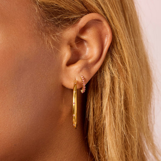 Hebe Gold Pink Thin Bigger Star Hoop