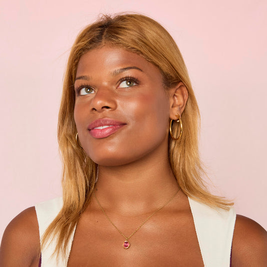 Maddie Gold Pink Simple Stone Necklace