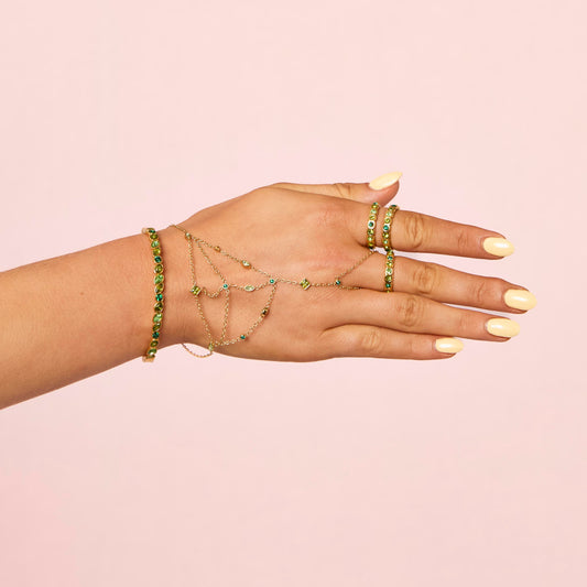 Kareena Gold Green Hand Chain
