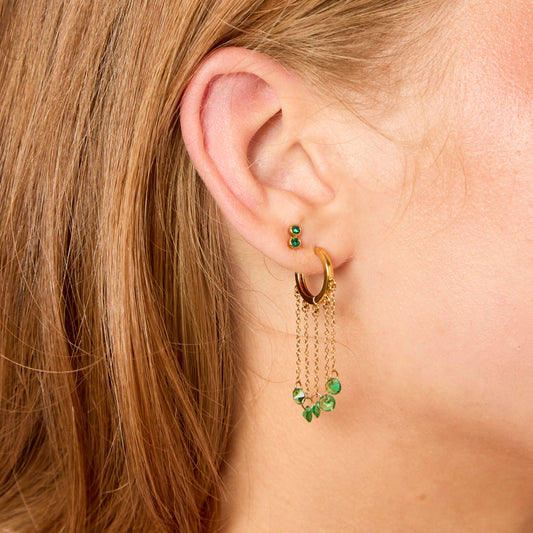 Alisa Gold Green Huggie Earrings