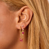 Emma Gold Pink Droplet Chain Stud Earrings