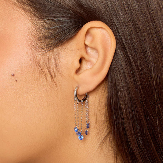 Alisa Silver Blue Huggie Earrings
