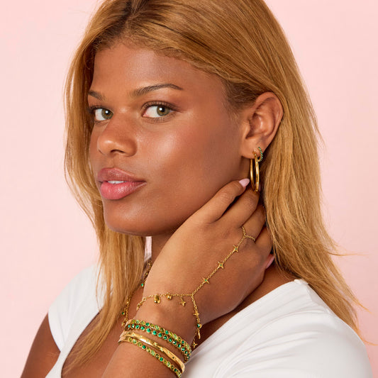 Ariella Gold Green Stacking Star Hand Chain