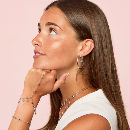 Ariella Silver Blue Stacking Star Hand Chain