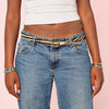 Lara Silver Turquoise Double Star Stacking Belly Chain