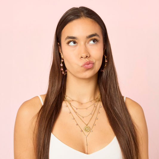 Amy Stacker Necklace Gold & Pink