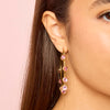 Faiza Gold Pink Droplet Statement Hoops