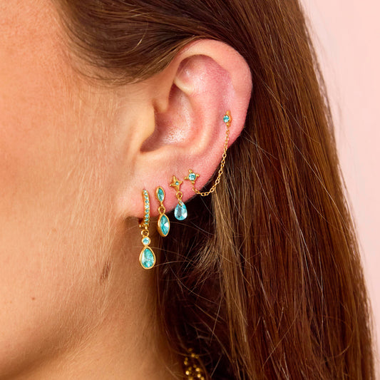 Annie Gold Turquoise Earring Stacker Set