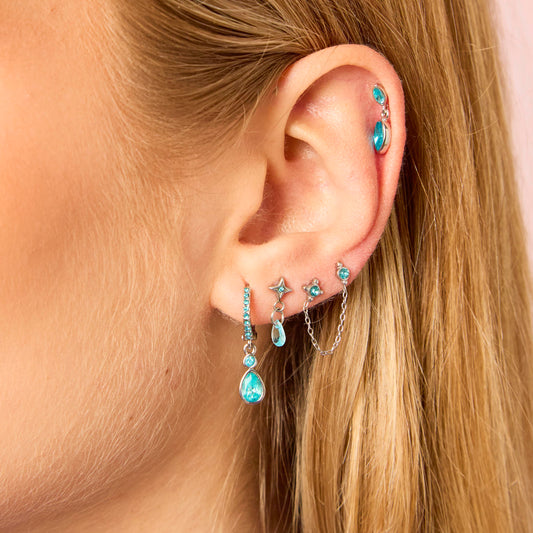 Annie Silver Turquoise Earring Stacker Set