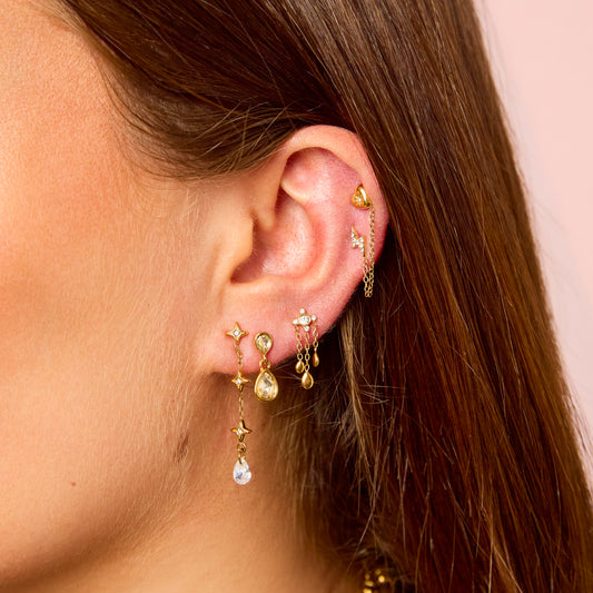 Yasmine Gold Crystal Droplet Earring Stacker Set