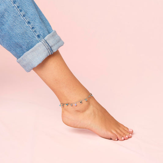 Georgia Silver Blue Droplet Anklet