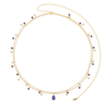Lara Gold Blue Double Star Stacking Belly Chain